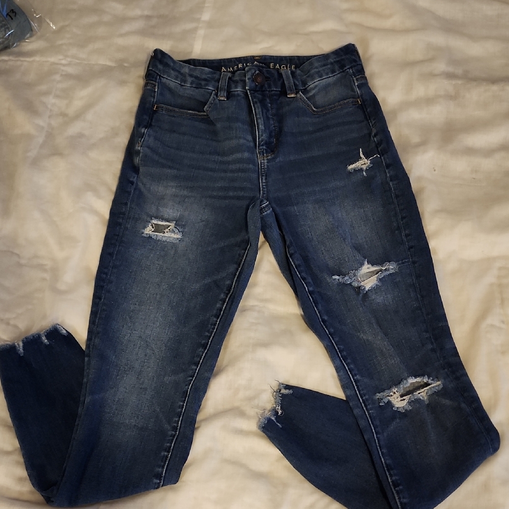 American Eagle Outfitters Blue Skinny Jeans Distressed